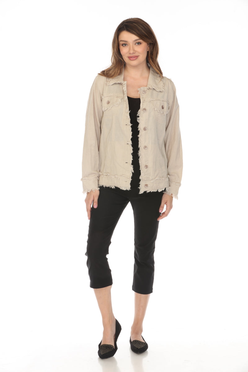 Fringed 100 % Cotton Button Jacket