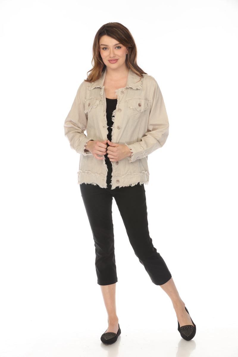 Fringed 100 % Cotton Button Jacket