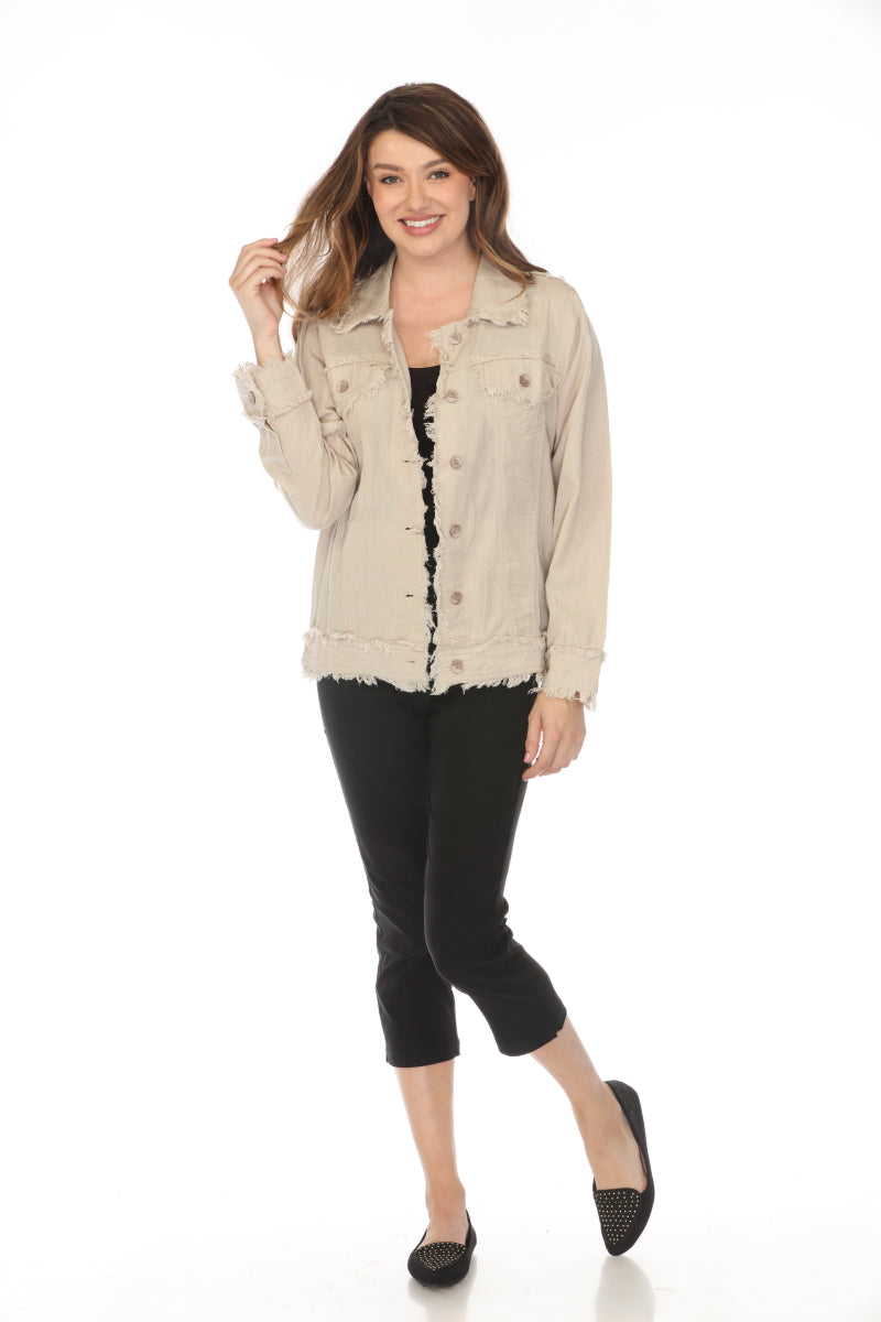 Fringed 100 % Cotton Button Jacket