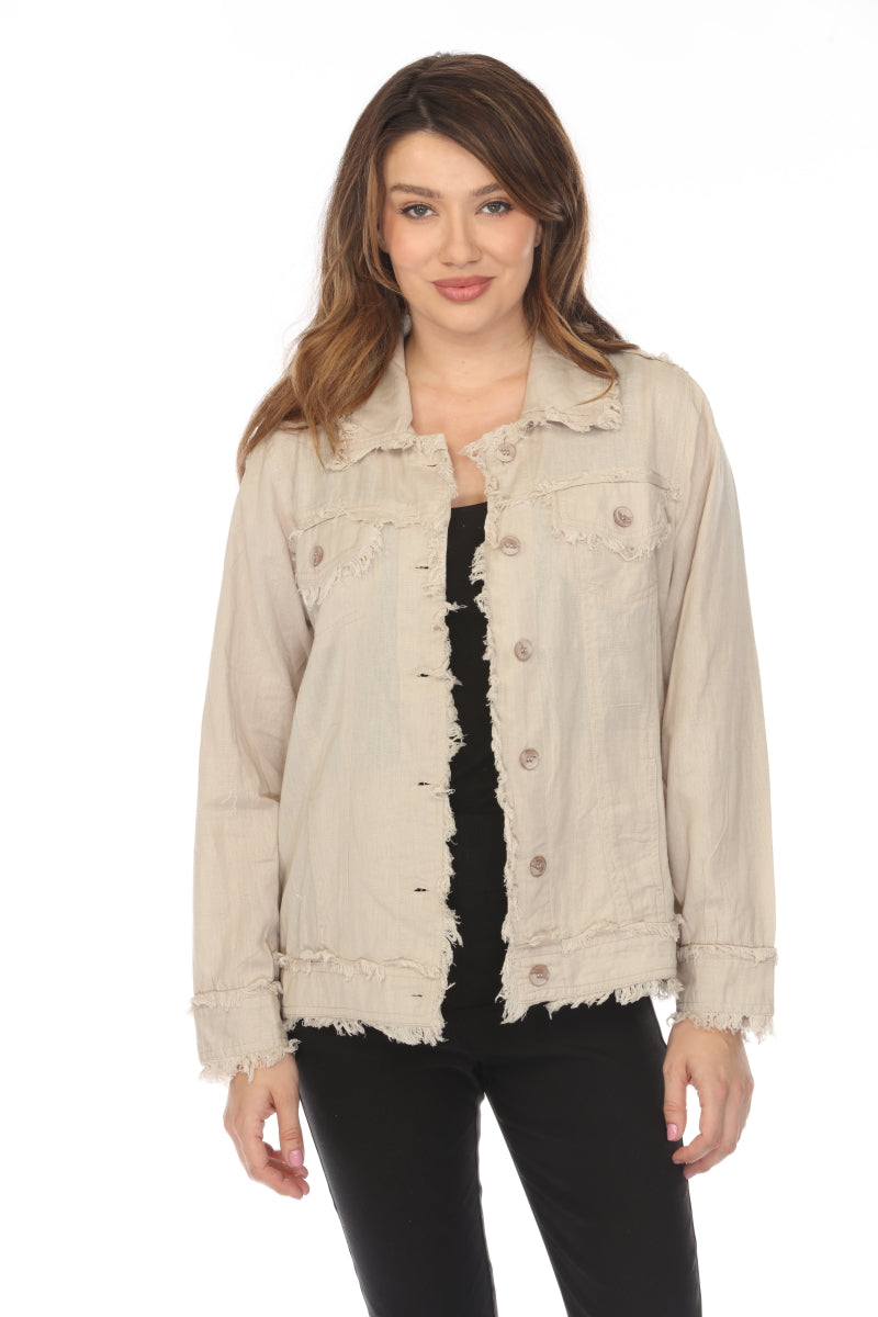 Fringed 100 % Cotton Button Jacket