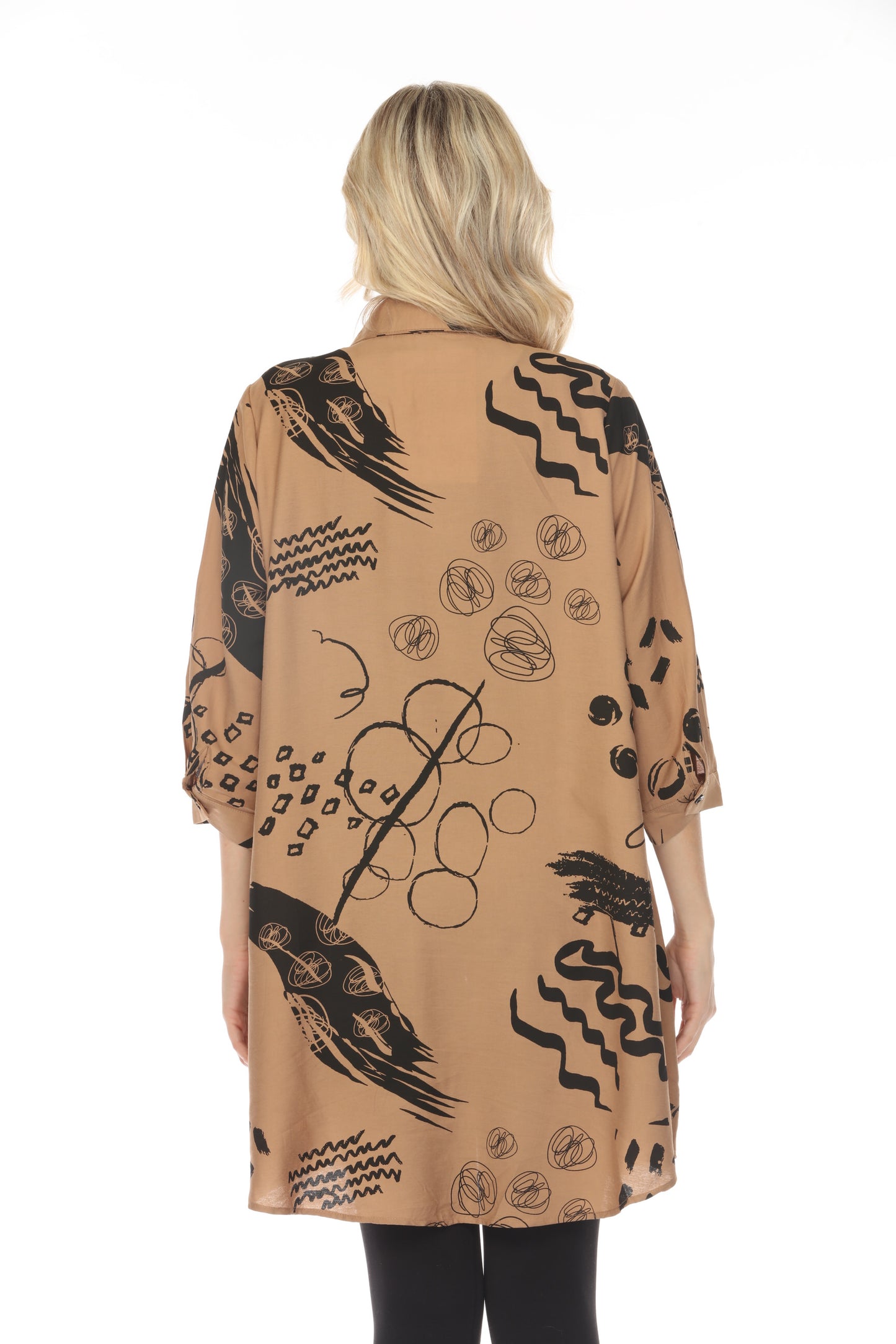 Beige Black Open Front Light Jacket