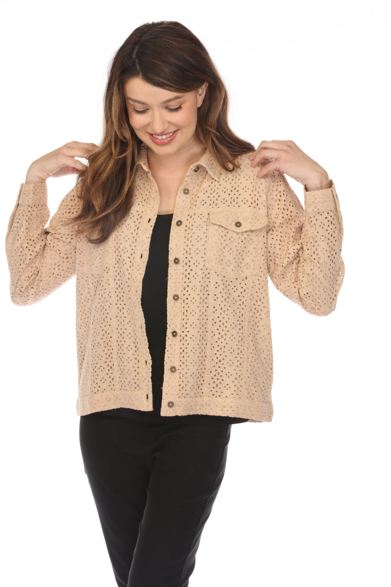 Beige 100% Cotton Jacket With Buttons