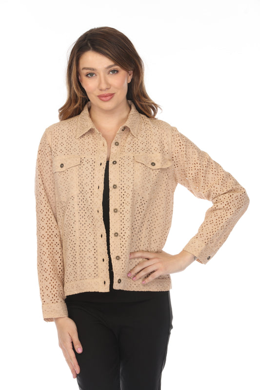 Beige 100% Cotton Jacket With Buttons