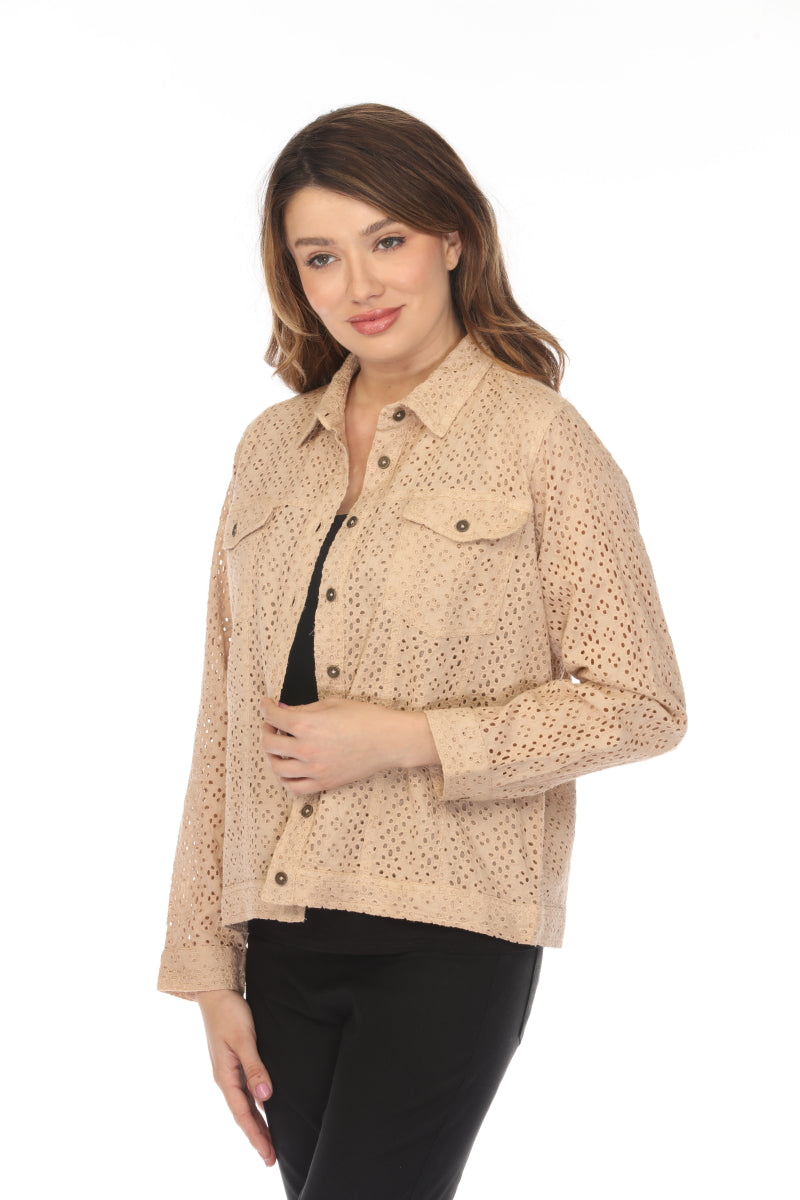 Beige 100% Cotton Jacket With Buttons