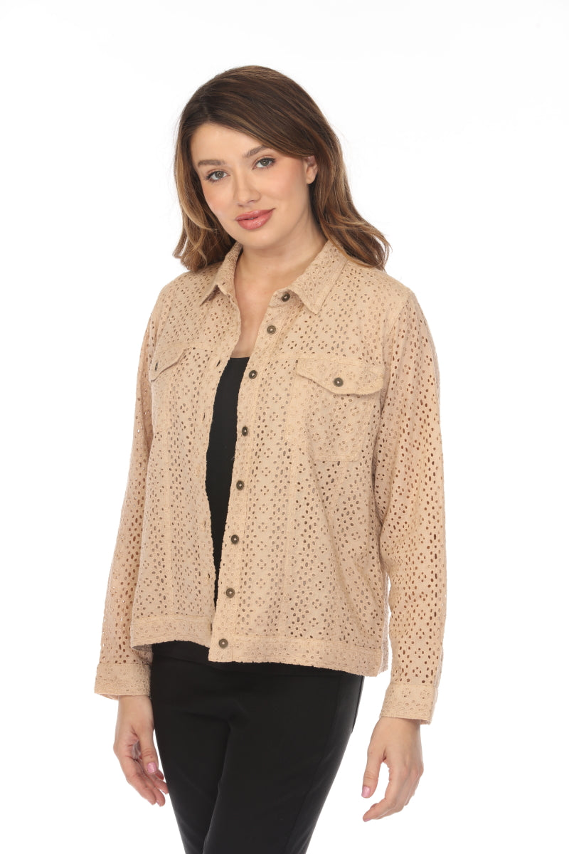 Beige 100% Cotton Jacket With Buttons