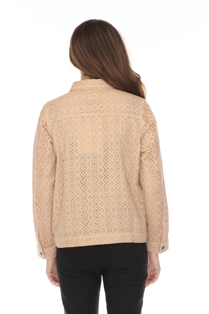 Beige 100% Cotton Jacket With Buttons