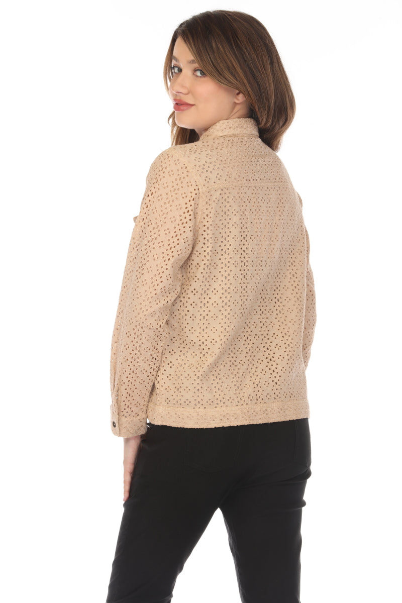 Beige 100% Cotton Jacket With Buttons