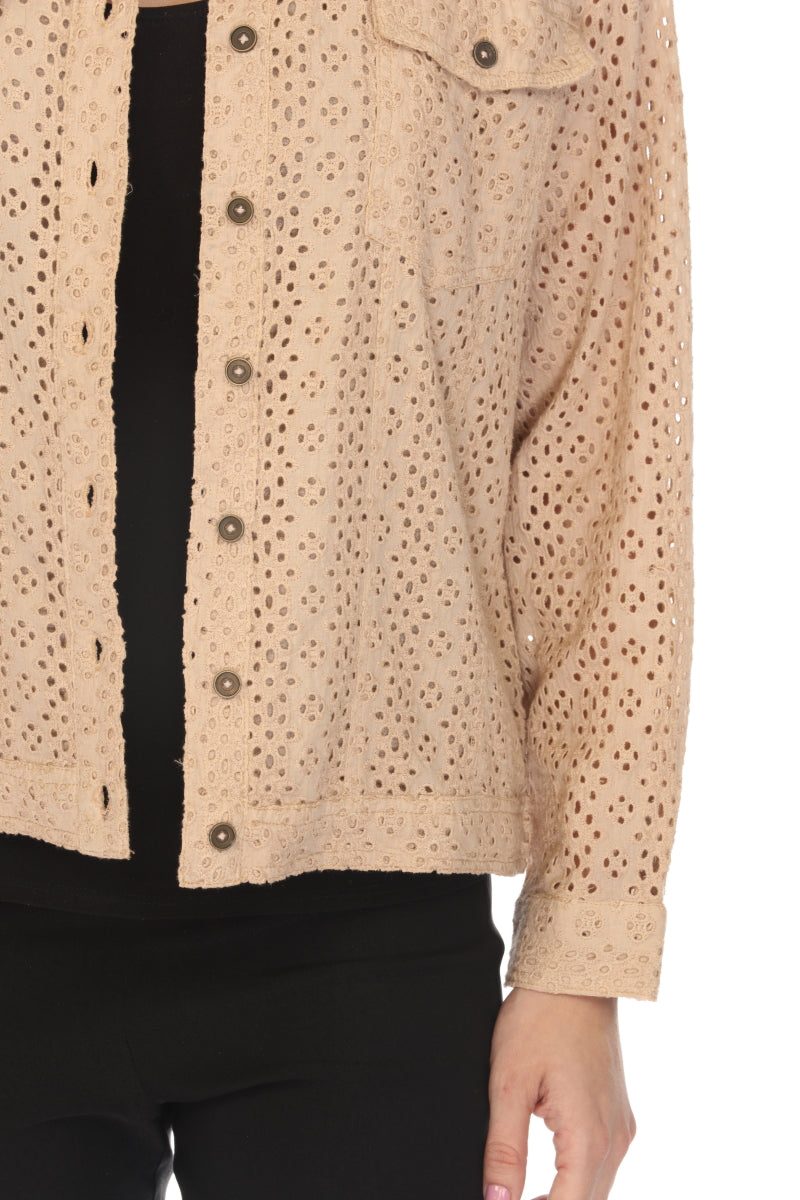Beige 100% Cotton Jacket With Buttons