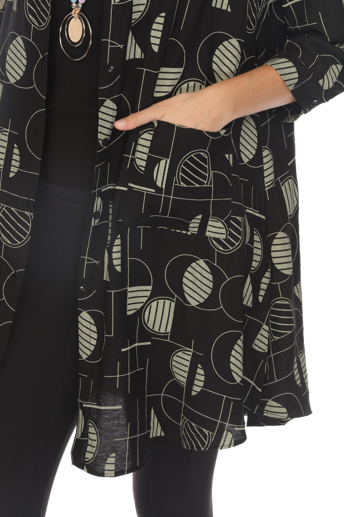 Black Abstract Collared Light Jacket