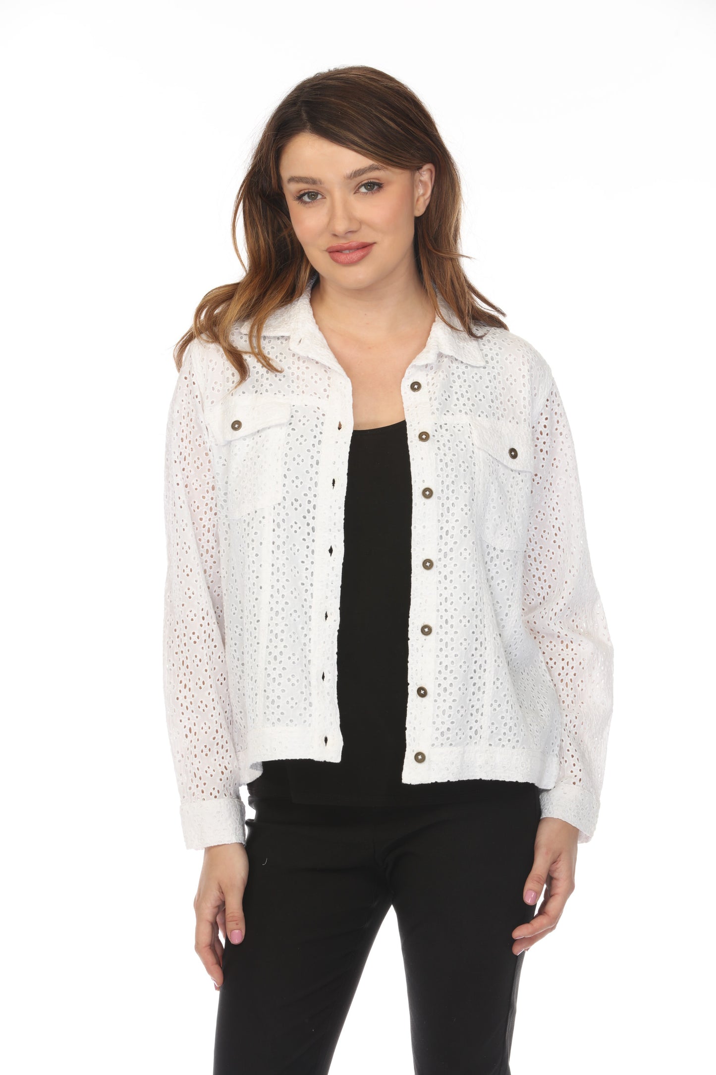 Textured Collared Jacket with Pockets