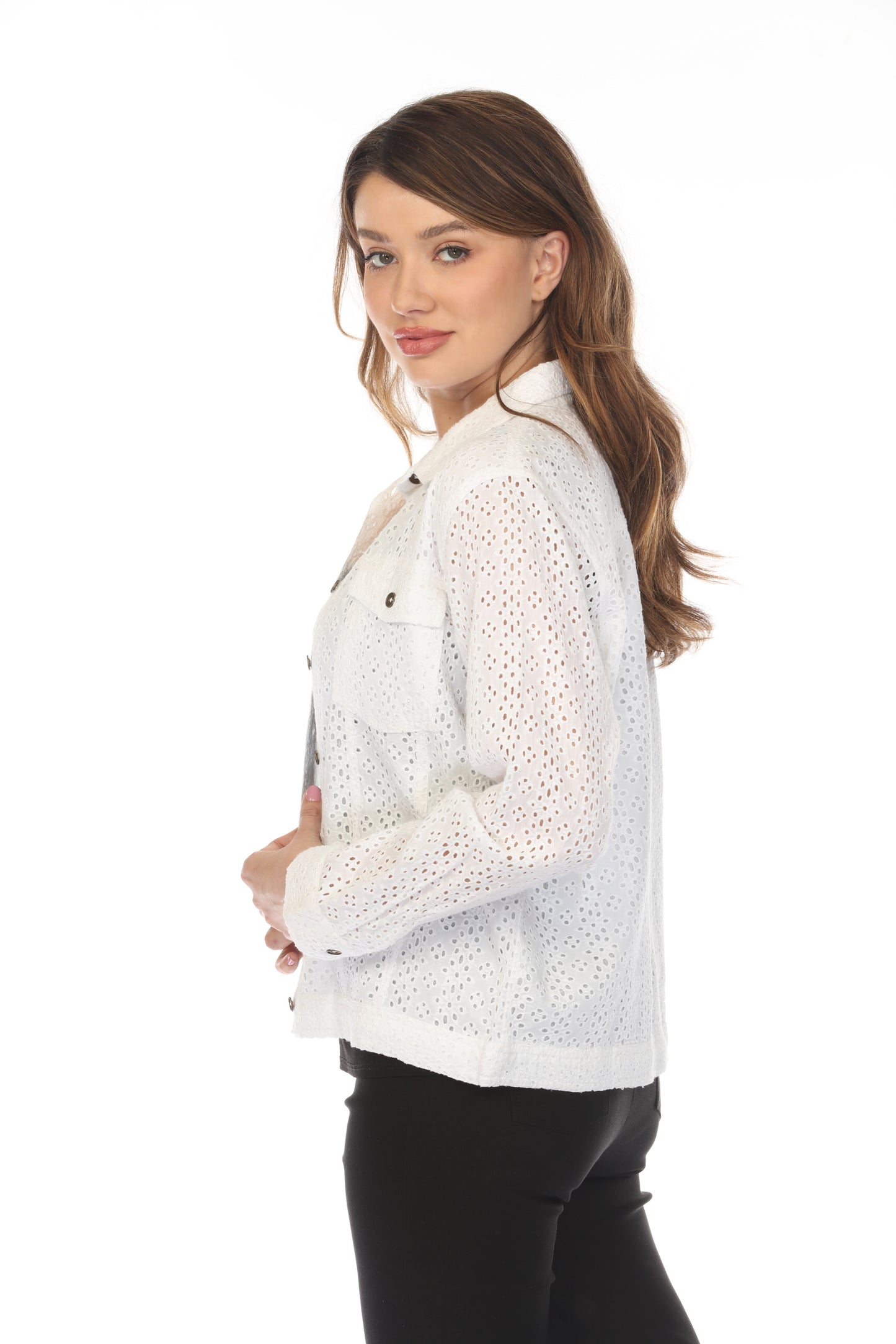 Textured Collared Jacket with Pockets