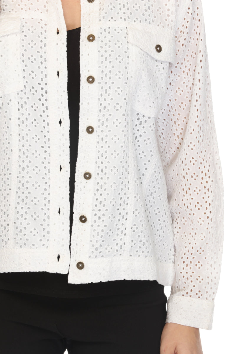 Textured Collared Jacket with Pockets