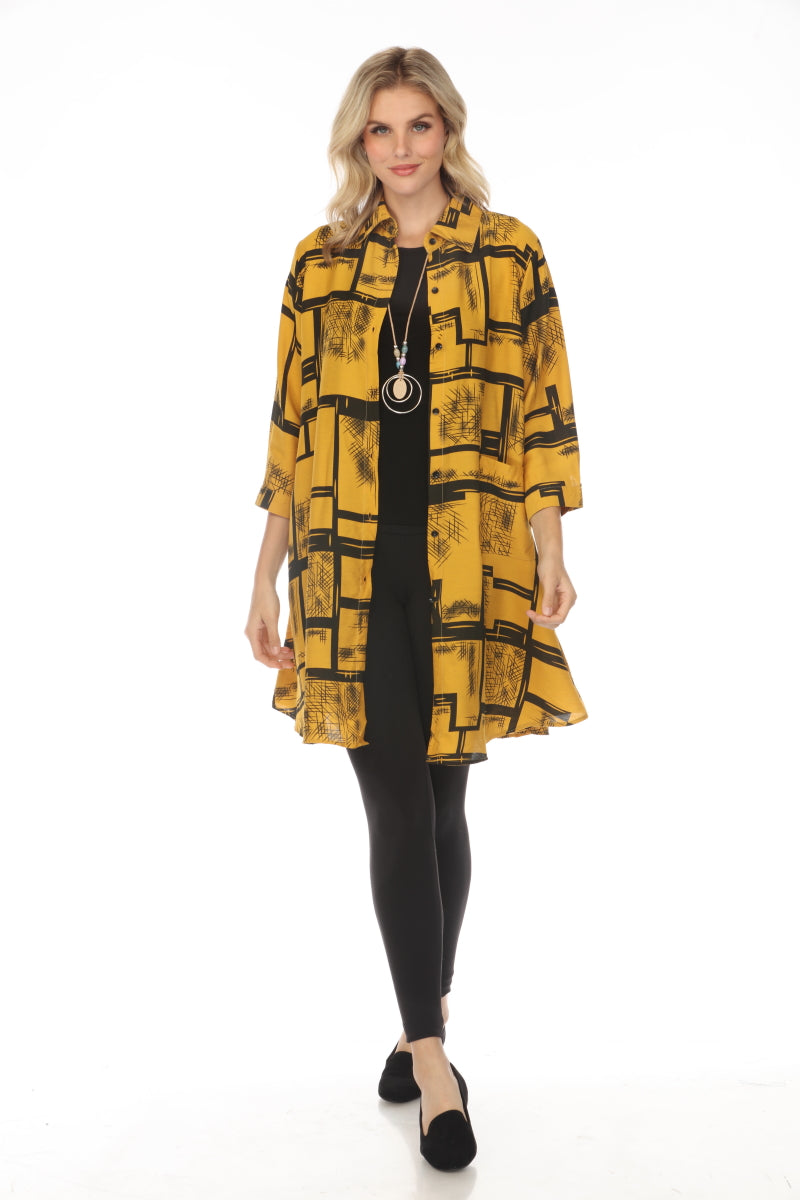 Mustard Abstract Collared Light Jacket