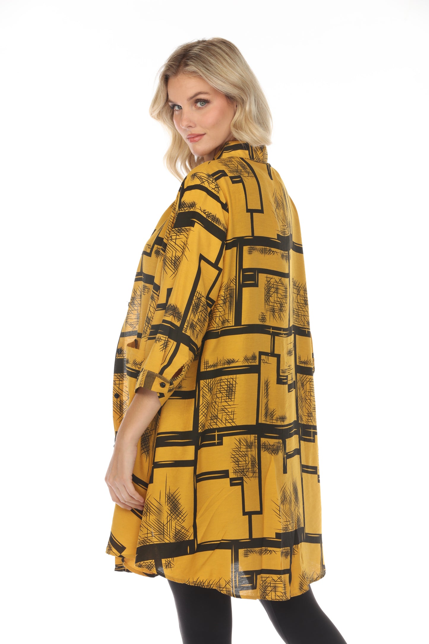 Mustard Abstract Collared Light Jacket