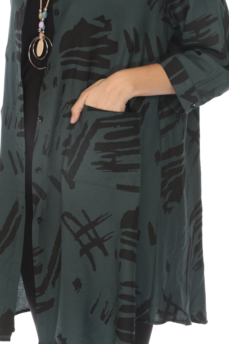 Dark Green Abstract Light Jacket