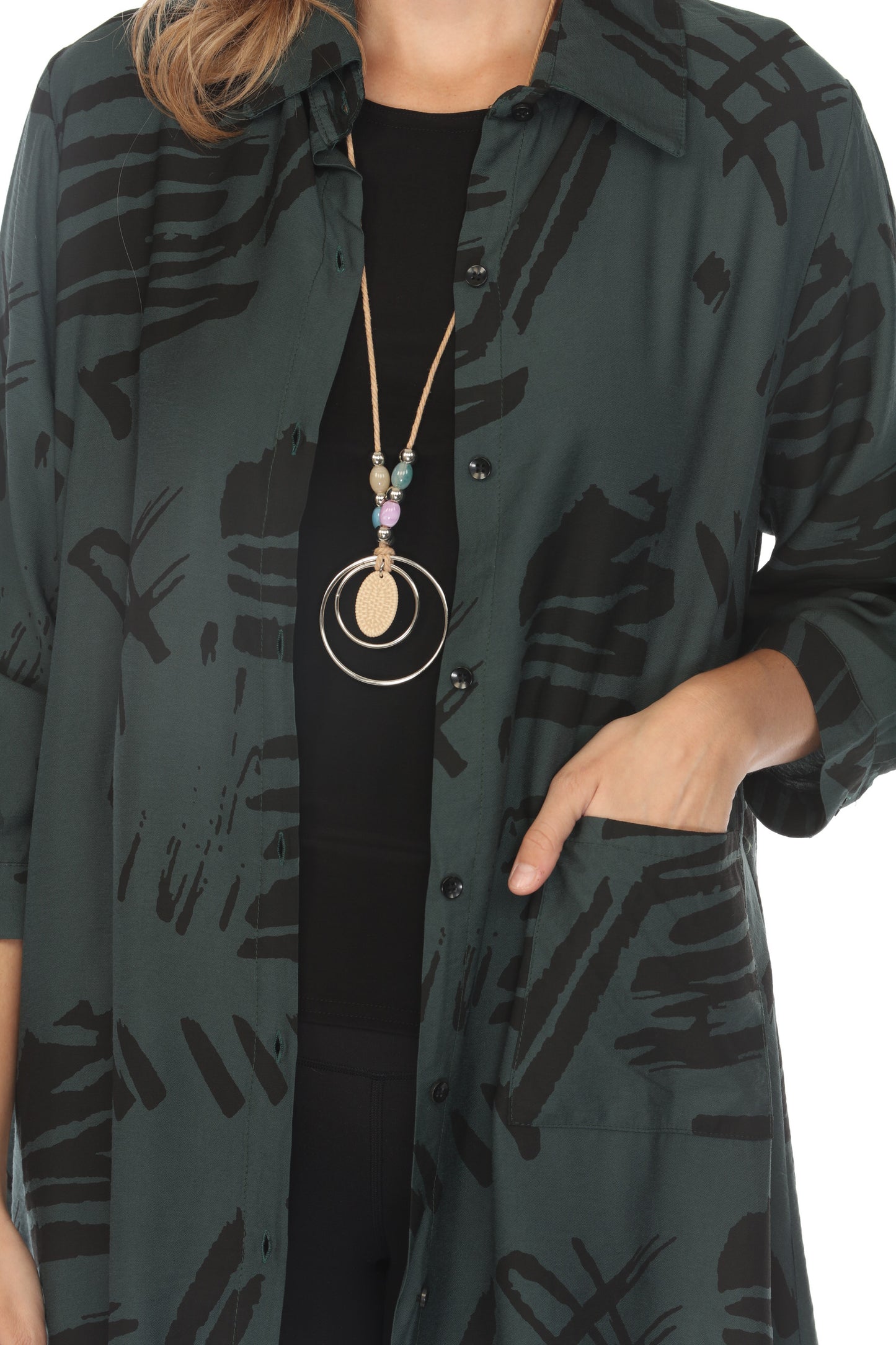Dark Green Abstract Light Jacket