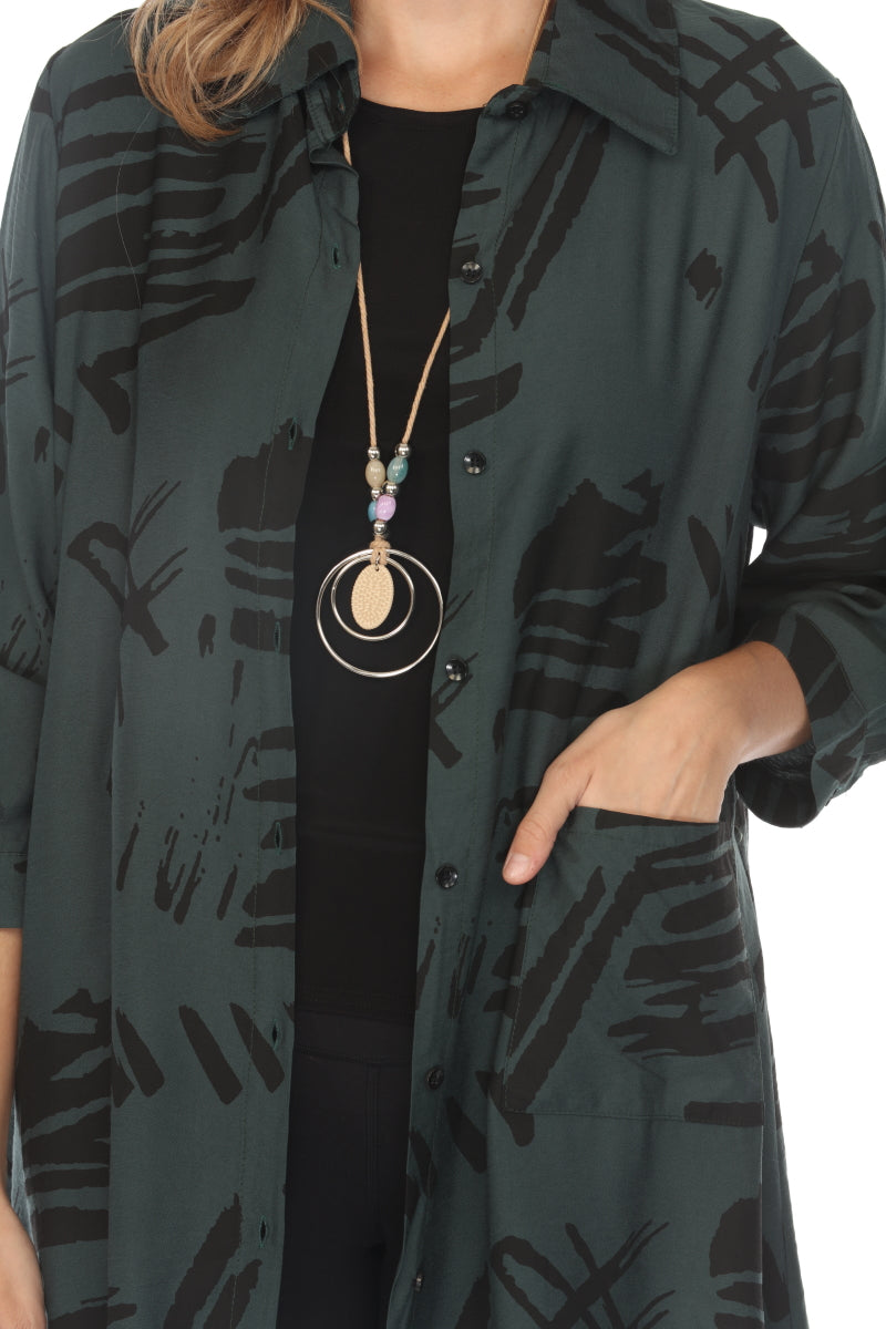 Dark Green Abstract Light Jacket