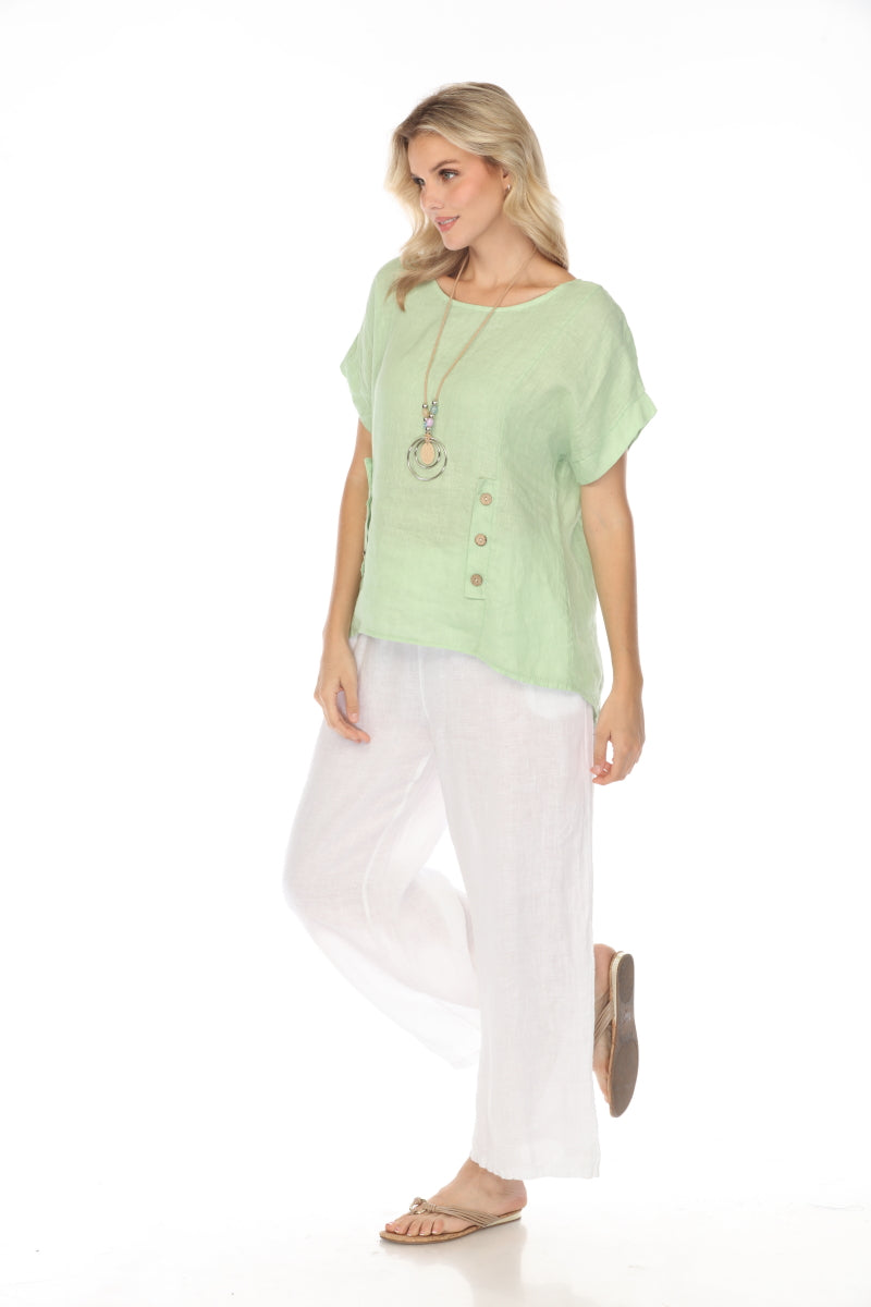 Mint Short Sleeves Top with Side Buttons