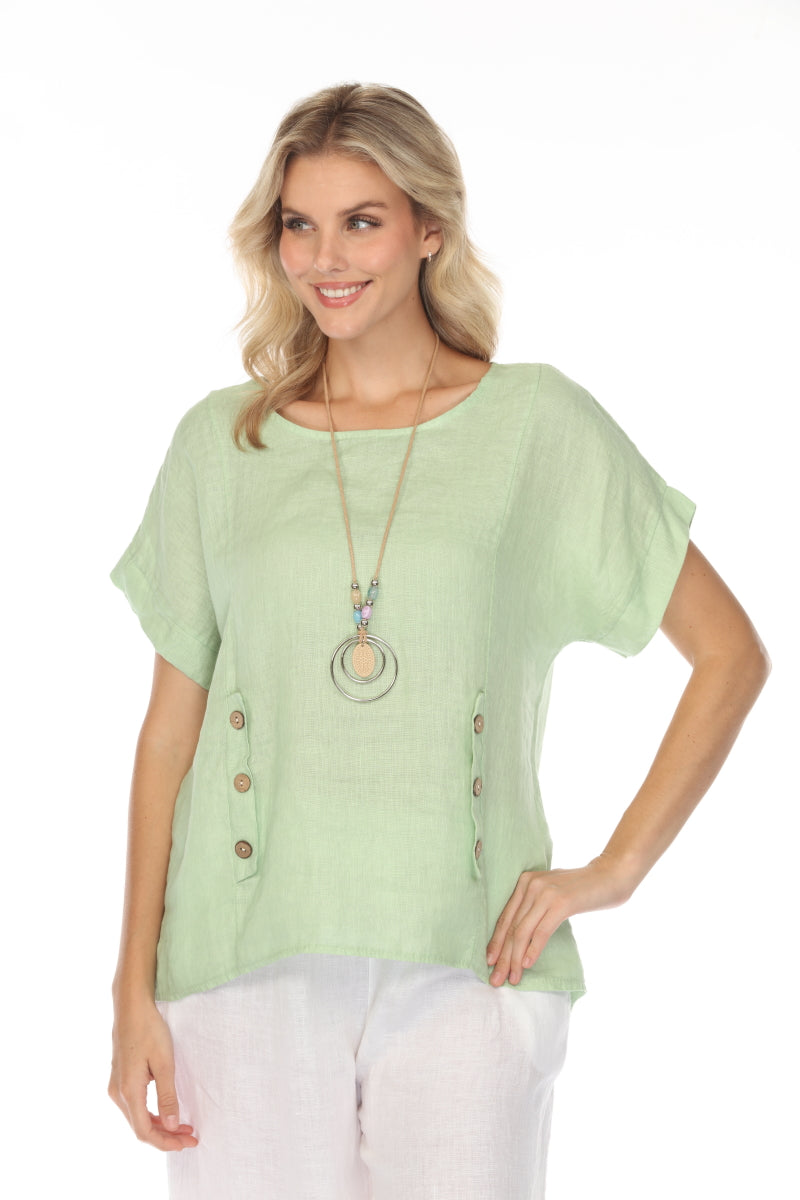 Mint Short Sleeves Top with Side Buttons