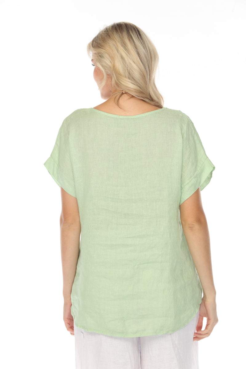 Mint Short Sleeves Top with Side Buttons