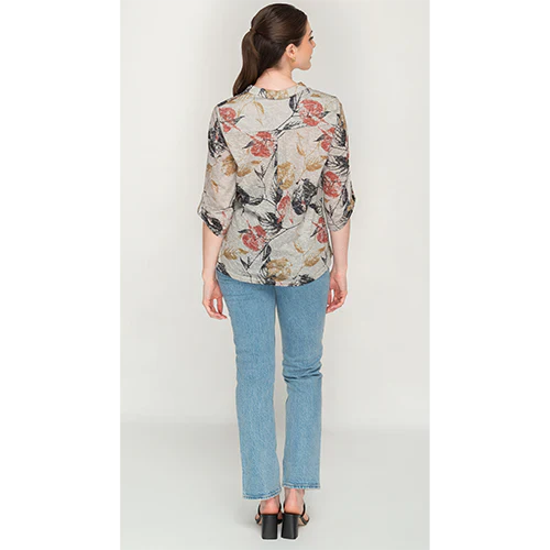 Grey Accent Leafy Chic Top