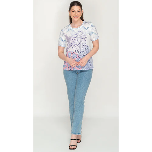 Purple White Bloom Fusion Top