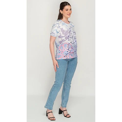 Purple White Bloom Fusion Top