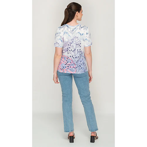 Purple White Bloom Fusion Top