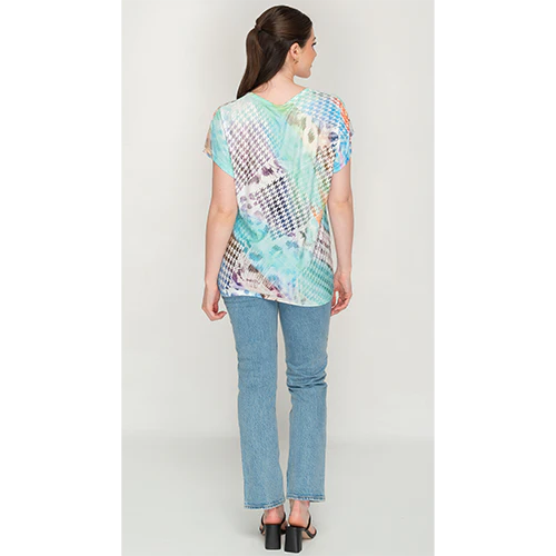 Short Teal modern Printed Top