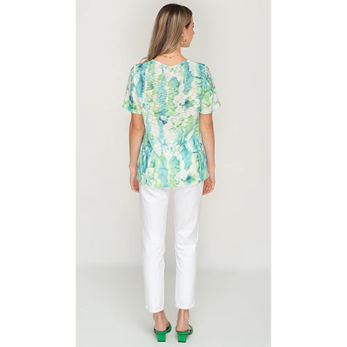 Green cloud Printed Mesh Top