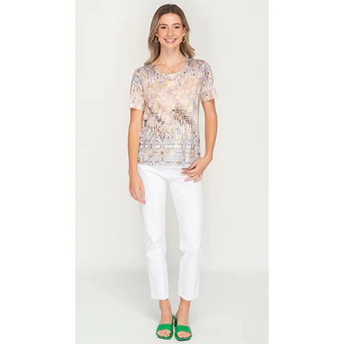 Grey Pastel Blended Gold Tone Top