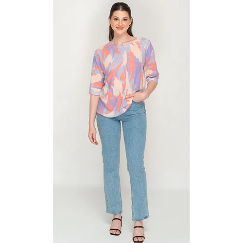 Abstract Mesh Blue and Peach Top