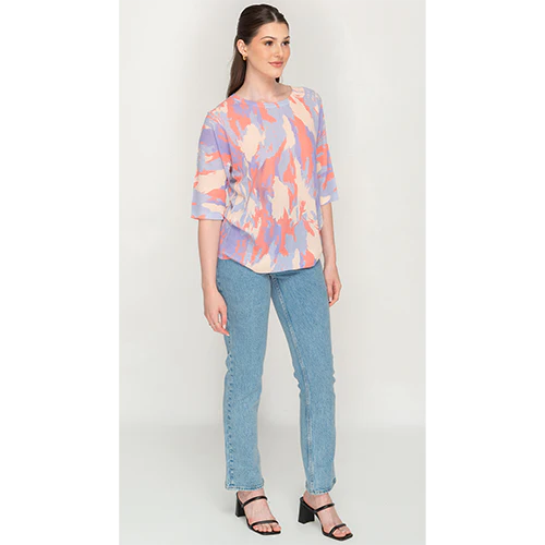 Abstract Mesh Blue and Peach Top