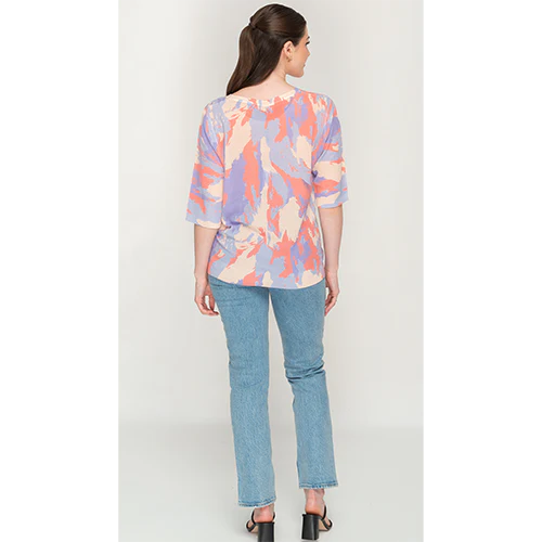 Abstract Mesh Blue and Peach Top