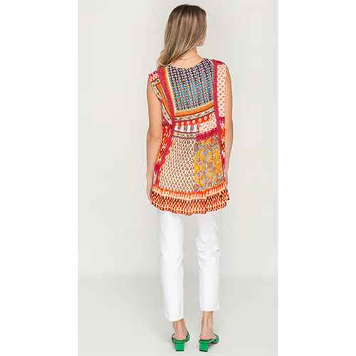 Red Multi Sleeveless Tunic / Top