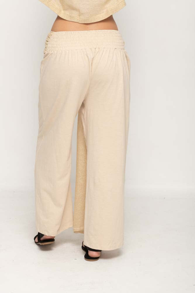 Front Tie Two Texture Pants