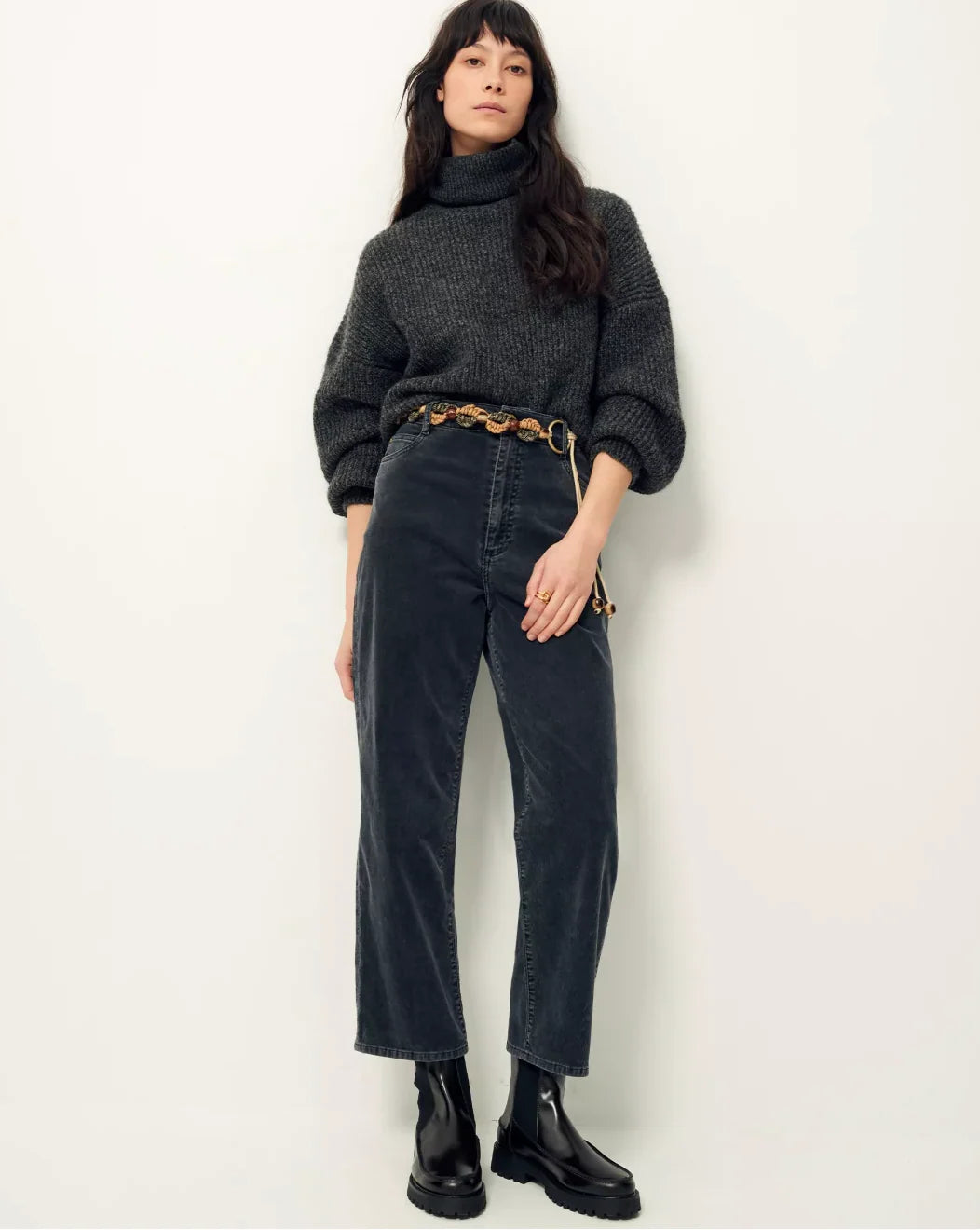 Black Corduroy Pant With Pockets