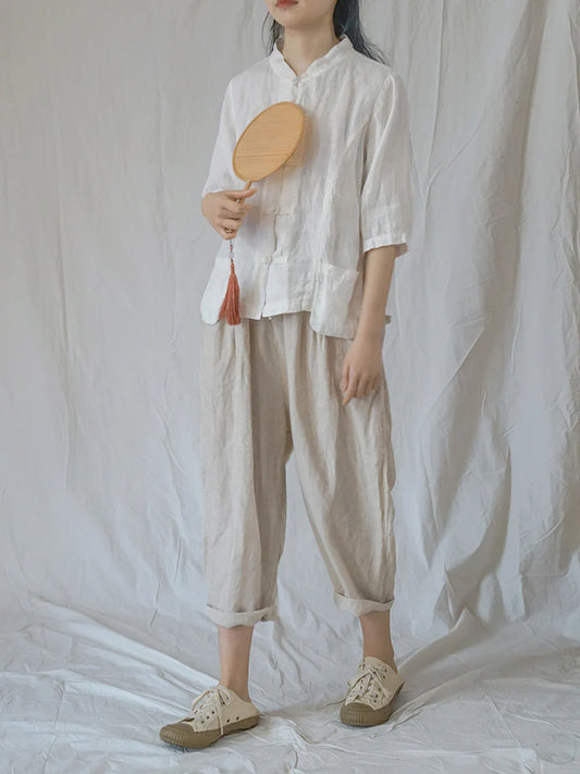 Taupe Cropped style Drawstring Pockets Pant