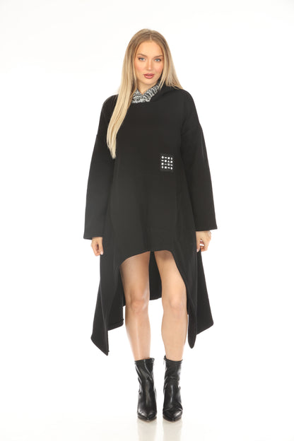 Black Asymmetrical Classy Pockets Dress