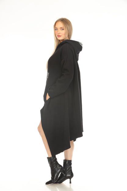 Black Asymmetrical Classy Pockets Dress
