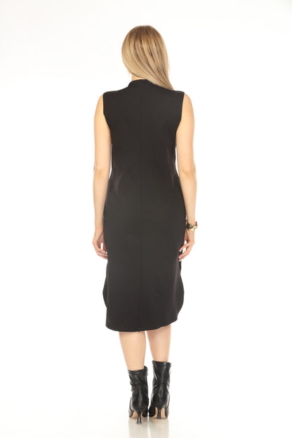 Black Button Detailed Dress With Zipper