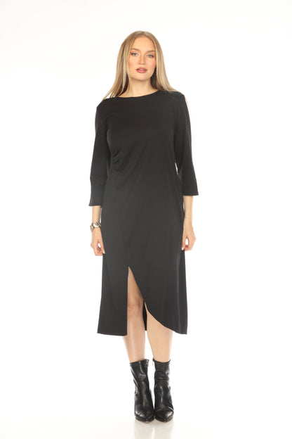 Black Rouch Designer Pockets Dress