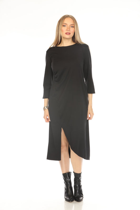 Black Rouch Designer Pockets Dress
