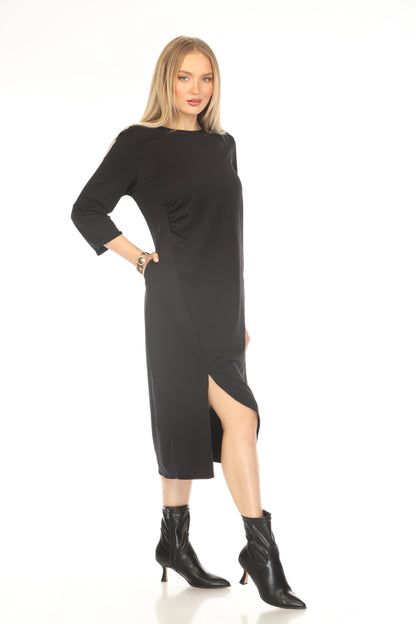 Black Rouch Designer Pockets Dress
