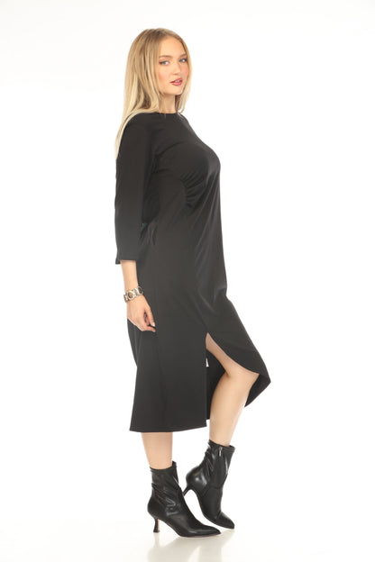 Black Rouch Designer Pockets Dress