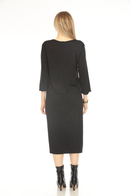 Black Rouch Designer Pockets Dress