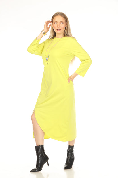 Lime Rouch Designer Pockets Dress