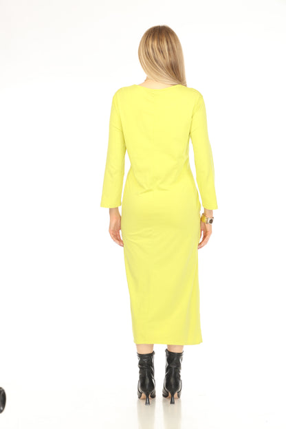 Lime Rouch Designer Pockets Dress