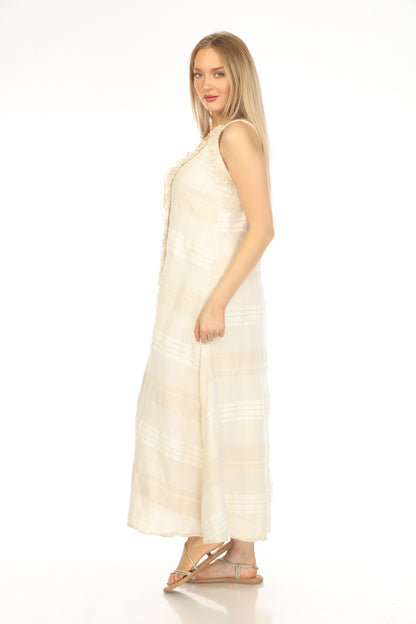Beige Plaid Fringe Flannel Fusion Dress