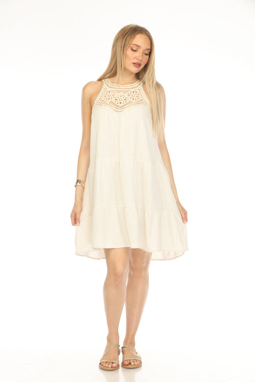 Off White Lace Halter neck Dress